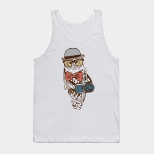 Hipster Photographer Owl Tank Top